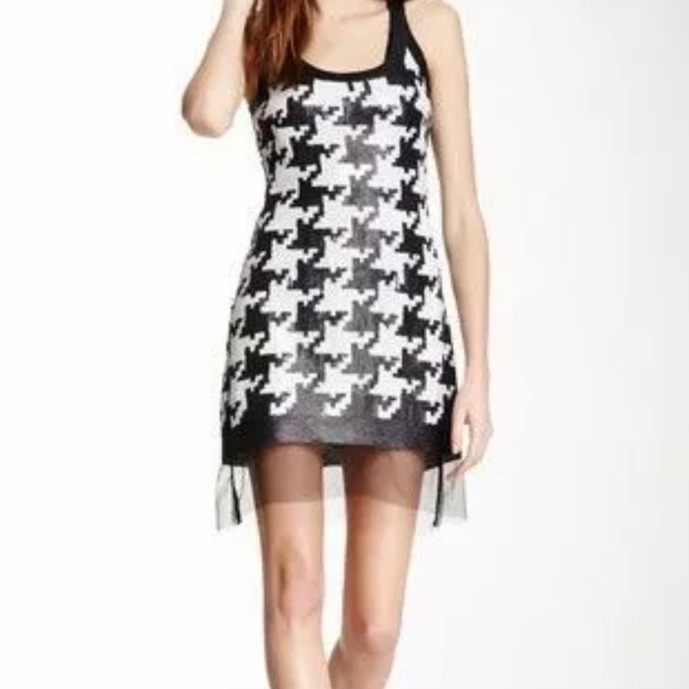 NWT Yoana Baraschi Houndstooth Sequin Dress Size 4